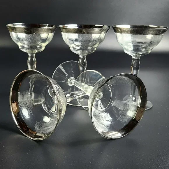 Vintage Champagne/Tall Sherbet Athens Diana Clear -TIFFIN FRANCISCAN -5